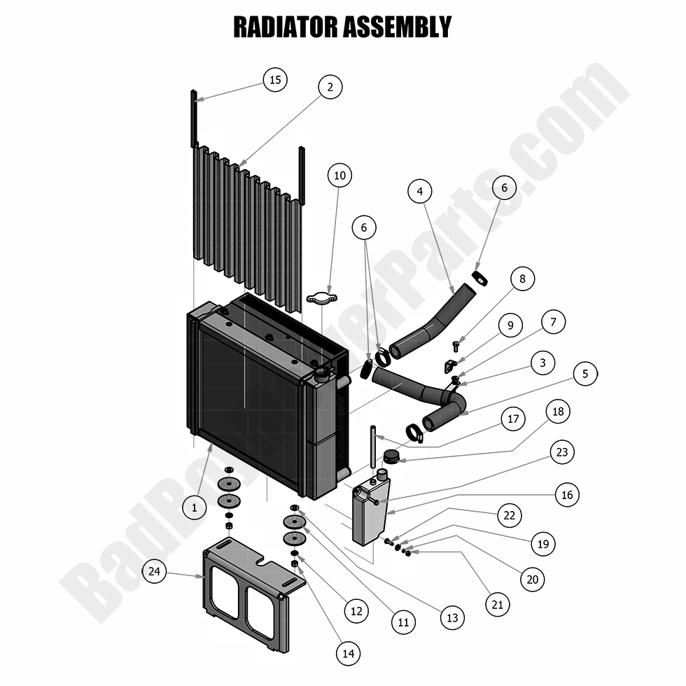 1823 - Bad Boy Mower Parts Lookup > 2018 > Diesel - 1100cc > Radiator Assembly